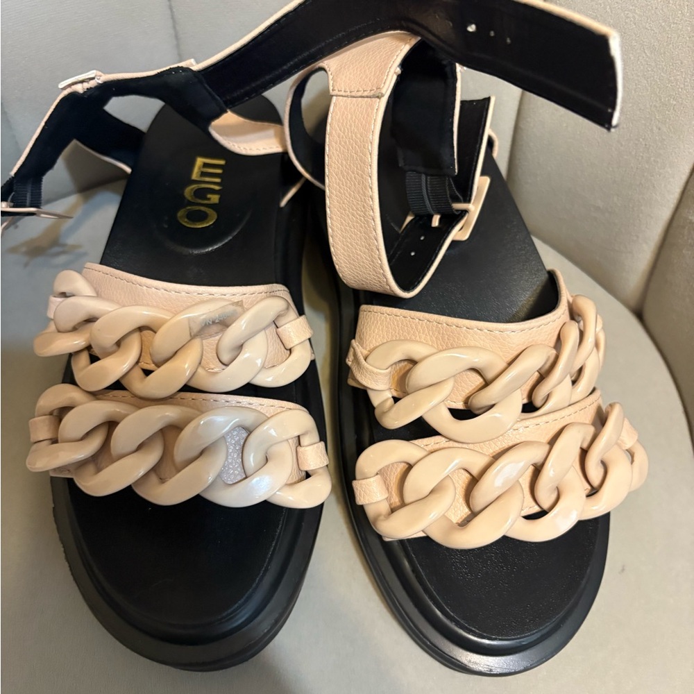 EGO Black and Cream Chain Sandals